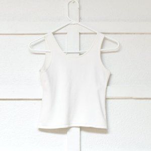 Vintage White Basic Sleeveless Tank Top | Size S